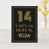 14e verjaardag: Art Deco Geïnspireerde look "14" e Kaart (Gele Bloem)