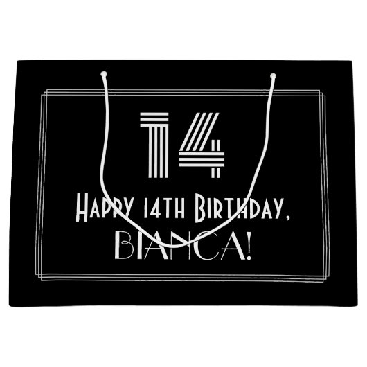 14e verjaardag — Art Deco geïnspireerde look "14"  Groot Cadeauzakje (Voorkant)