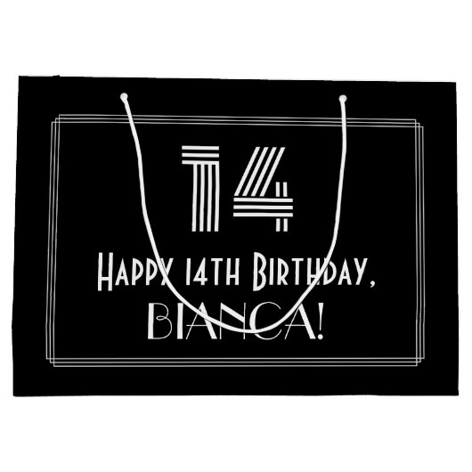 14e verjaardag — Art Deco geïnspireerde look "14"  Groot Cadeauzakje (Achterkant)