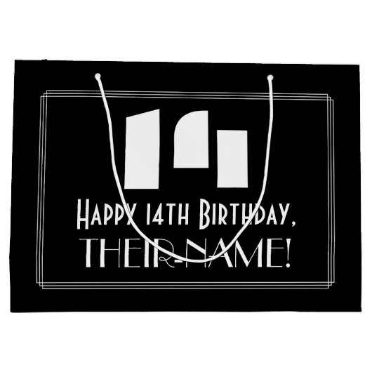 14e verjaardag ~ Art Deco geïnspireerde look "14" Groot Cadeauzakje (Achterkant)