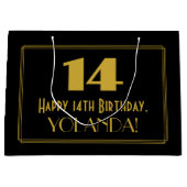 14e verjaardag — Art Deco geïnspireerde look "14" Groot Cadeauzakje (Voorkant)