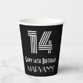 14e verjaardag — Art Deco Geïnspireerde look "14"  Papieren Bekers (Voorkant)