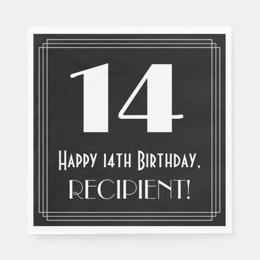 14e verjaardag ~ Art Deco geïnspireerde look "14", Servet (Voorkant)