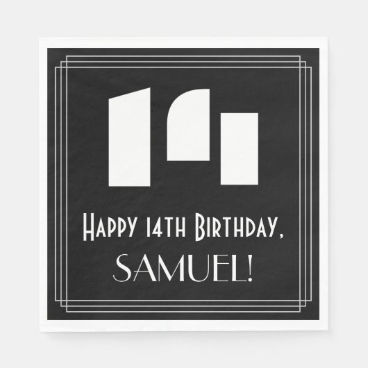 14e verjaardag: Art Deco Geïnspireerde look "14" + Servet (Voorkant)