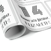 14e verjaardag: Art Deco geïnspireerde stijl "14" Cadeaupapier (Rol Hoek)