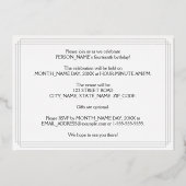 14e verjaardag: Art Deco Kijk "14", met naam Folie Uitnodiging (Achterkant)