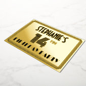 14e verjaardag — Art Deco Style "14" en naam Folie Uitnodiging (Gedraaid)