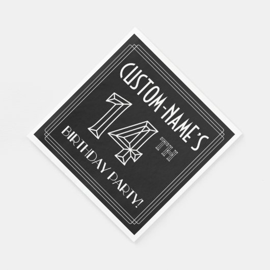 14e verjaardag: Art Deco Style + aangepaste naam Servet (Hoek)