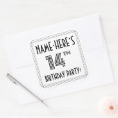 14e verjaardag: Art Deco Style + aangepaste naam Vierkante Sticker (Envelop)