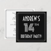 14e verjaardag: Art Deco Style met aangepaste naam Kaart (Voorkant / Achterkant)