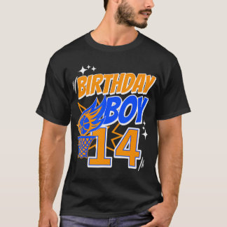 14e verjaardag basketbal tiener verjaardag jongen t-shirt