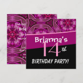 14e verjaardag Big Bold Pink Star Pattern Kaart (Voorkant / Achterkant)