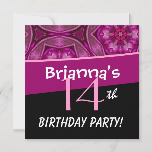 14e verjaardag Big Bold Pink Star Pattern Kaart (Voorkant)