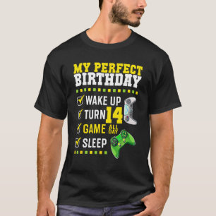 14e verjaardag bij de perfecte gamer 14 jaar t-shirt