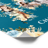 14e verjaardag Blauwgroen bloem Foto Collage Yello Poster (Hoek)