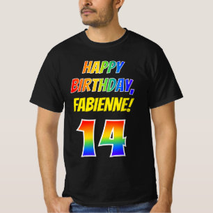 14e Verjaardag - Bold, Fun, Rainbow 14, Custom Nam T-shirt