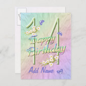 14e verjaardag Butterfly Dance Briefkaart (Voorkant / Achterkant)