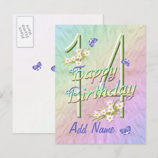 14e verjaardag Butterfly Dance Briefkaart (Voorkant / Achterkant)