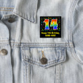 14e verjaardag: Colorful Music Symbols, Rainbow 14 Vierkante Button 5,1 Cm (In situ)