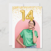 14e verjaardag Confetti Foto Birthday Party Kaart (Voorkant)