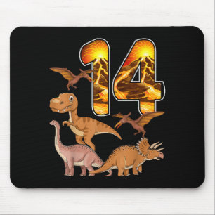 14e verjaardag Dinosaur T-rex 14 jaar oud verjaard Muismat