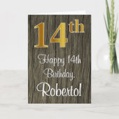 14e verjaardag: Elegant Faux Gold Look #, Faux Woo Kaart (Voorkant)