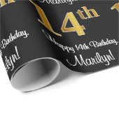 14e verjaardag: Elegant Luxe Faux Gold Look # Cadeaupapier (Rol Hoek)