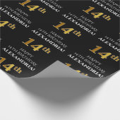 14e verjaardag: Elegant, zwart, Faux Gold look Cadeaupapier (Hoek)