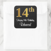 14e verjaardag - Elegante luxe Faux Gold look # Vierkante Sticker (Tas)