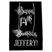 14e verjaardag: Fancy, elegant script + aangepaste Medium Cadeauzakje (Achterkant)