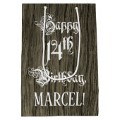 14e verjaardag: Fancy, Faux Wood Kijk + Aangepaste Medium Cadeauzakje (Achterkant)