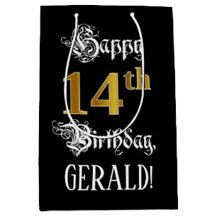 14e verjaardag ~ Fancy script; Faux Gold look; naa Medium Cadeauzakje