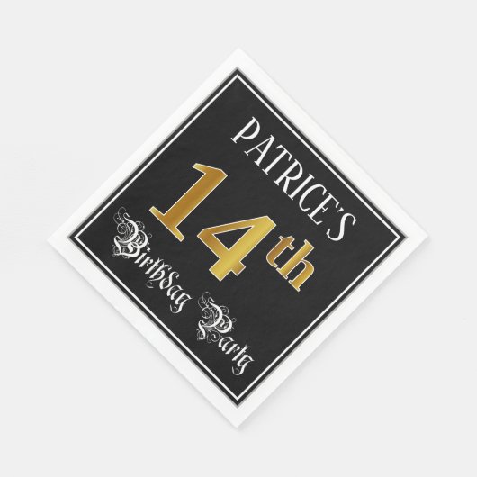 14e verjaardag — Fancy script, Faux Gold look Servet (Hoek)