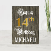 14e verjaardag: Faux Gold Kijk + Faux Wood Pattern Kaart (Voorkant)