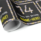 14e verjaardag: Floral Flowers Number, Custom Name Cadeaupapier (Rol Hoek)