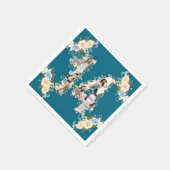 14e verjaardag Foto Collage Blauwgroen Yellow Flow Servet (Hoek)