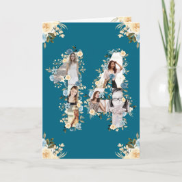 14e verjaardag Foto Collage Yellow Flower Blauwgro Kaart