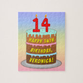 14e verjaardag: Fun Cake and Candles + Custom Name Legpuzzel (Verticaal)