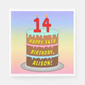 14e verjaardag: Fun Cake and Candles + Custom Name Servet (Voorkant)