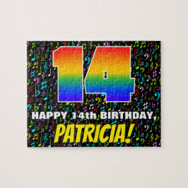 14e verjaardag — Fun, Colorful Music Symbols & "14 Legpuzzel