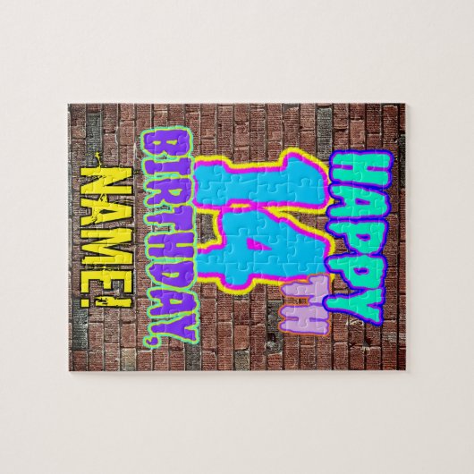 14e verjaardag ~ Fun, geïnspireerd door Urban Graf Legpuzzel (Horizontaal)