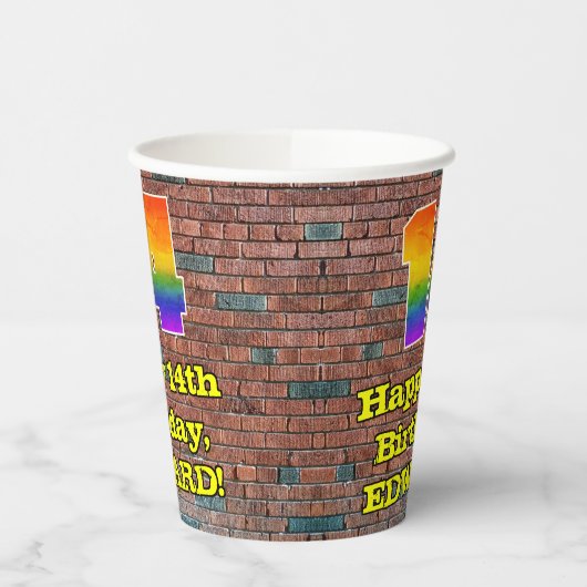 14e verjaardag: Fun Graffiti-geïnspireerde regenbo Papieren Bekers (Links)