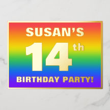 14e verjaardag: Fun, kleurrijk regenboogpatroon