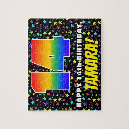 14e verjaardag — Fun, kleurrijk Star Field Pattern Legpuzzel (Verticaal)
