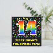 14e verjaardag: Fun Music Symbols, Regenboog 14 Kaart (Staand voorkant)