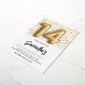 14e verjaardag Gold Polkadot uitnodiging (Gedraaid)