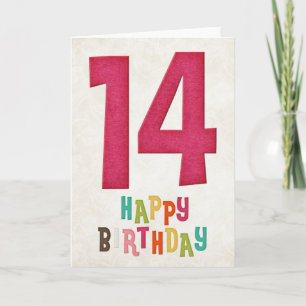 14e verjaardag Happy Birthday Kaart Design