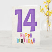 14e verjaardag Happy Birthday Kaart Design 2 (Gele Bloem)