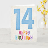 14e verjaardag Happy Birthday Kaart Design 4 (Gele Bloem)