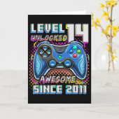 14e Verjaardag Jongen Level 14 Gamer 14 Jaar Video Kaart (Gele Bloem)